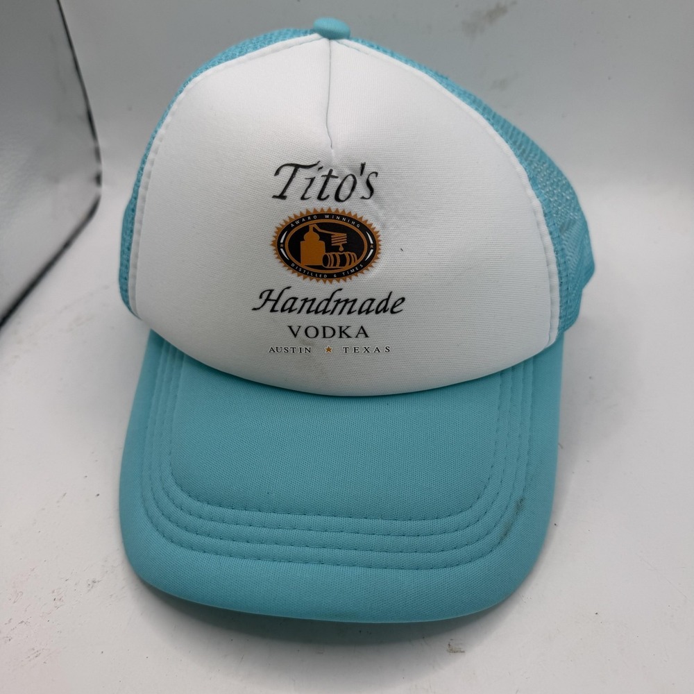 Tito's Handmade Vodka Hat Cap Snap Back Mens One Size Blue Mesh Trucker